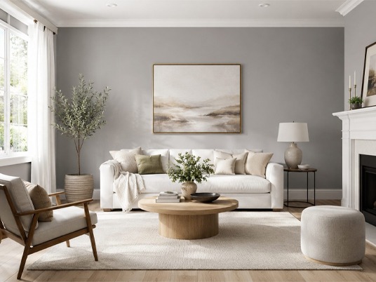 Presenting bright living room with professional interior painting
